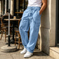Men's Breathable Cotton Linen Cargo Trousers | Relaxed Wide-Leg Drawstring Pants for Summer Holiday & Streetwear
