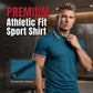 Men's Premium Athletic Fit Polo Shirt | High-Performance Breathable Sports Top with Striped Trim & Four-Way Stretch