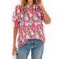 🌸 50% OFF NOW! 🌸Women's Boho V-Neck Puff Sleeve Blouse | Floral Print Dressy Casual Top for Office & Weekend Wear