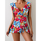 🔥50% OFF Half Price👗Women's Elegant V-Neck Tummy Control Swim Dress, Flowy One-Piece Bathing Suit for Beach Pool Vacation
