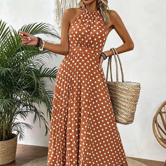 LIMITED-TIME 50% OFF! ✨Women's Elegant Polka Dot  Dress | Flattering High-Waist Pleated Midi for Smart Casual & Summer Holidays