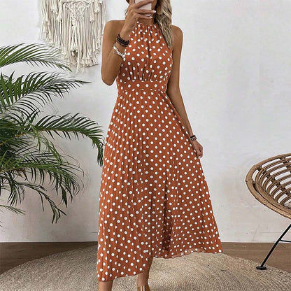 LIMITED-TIME 50% OFF! ✨Women's Elegant Polka Dot  Dress | Flattering High-Waist Pleated Midi for Smart Casual & Summer Holidays