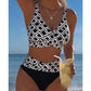 🏖️Summer Hot Sale– 50% OFF!!| Geometric Print Bikini Set | High-Waisted Tummy Control Swimsuit | V-Neck Two-Piece Swimwear for Women