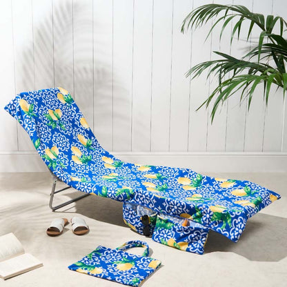 📢50% OFF !! ⏰2-in-1 Beach Chair Cover & Shoulder Bag | Ultra-Absorbent Microfibre Towel with Storage Pockets for Sun Loungers