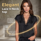 🎁2026 New Arrivals 50% OFF💥Elegant Lace V-Neck Top for Women | Intricate Splicing & Short Sleeve Blouse | Relaxed Fit Day to Night Casual Wear🌸