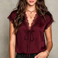🎁2026 New Arrivals 50% OFF💥Elegant Lace V-Neck Top for Women | Intricate Splicing & Short Sleeve Blouse | Relaxed Fit Day to Night Casual Wear🌸
