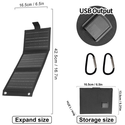Exclusive 50% OFF | 10W Portable Foldable Solar Panel | High-Efficiency USB Charger with Carabiners | Weather-Resistant Off-Grid Power for Hiking & Camping