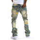 LIMITED-TIME 50% OFF! ✨Men's Classic Stretch Flare Jeans | Premium Vintage Wash Denim with Unique Patchwork Detail for Smart Casual Wear