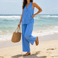 🎁New arrival 50% OFF|Women's Elegant V-Neck Wide-Leg Jumpsuit | Ultra-Soft Breathable Summer Lounge Set for Resort Wear & Smart Casual