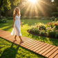 VEVOR Wooden Garden Pathway,  , 8 ft x 17 in, Non-Slip Curved Garden Walkway, Roll Out Cedar Outdoor Walkway Path with Wire Rope Connection, Decorative Lawn Paver for Backyard Boardwalk Wedding Party