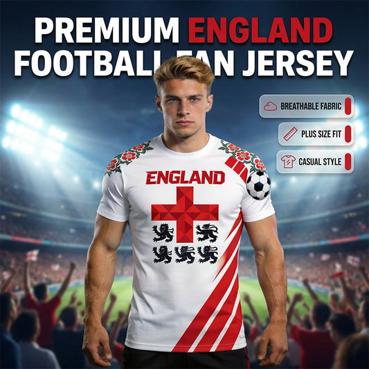 👕 50% OFF NOW! ⏰Men's Premium England Football Fan Jersey | Ultra-Breathable Casual Fit T-Shirt for Match Day & Everyday Supporter Wear ⚽🏆