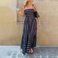 Women's Elegant Striped Maxi Dress | Adjustable Cami & Smocked Back Summer Beach Dress for Smart Casual Holidays