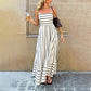 Women's Elegant Striped Maxi Dress | Adjustable Cami & Smocked Back Summer Beach Dress for Smart Casual Holidays