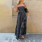 Women's Elegant Striped Maxi Dress | Adjustable Cami & Smocked Back Summer Beach Dress for Smart Casual Holidays