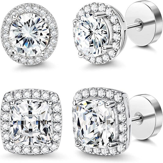 LIMITED-TIME 50% OFF! ✨Women's Elegant Cubic Zirconia Stud Earrings | Hypoallergenic Geometric Jewellery for Sensitive Ears