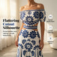 🏆LAST DAY SALE 50% OFF🔥Women's Elegant Off-the-Shoulder Maxi Dress | Floral Tiered Holiday Dress with Waist Cutout for Summer Holidays
