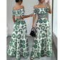 🏆LAST DAY SALE 50% OFF🔥Women's Elegant Off-the-Shoulder Maxi Dress | Floral Tiered Holiday Dress with Waist Cutout for Summer Holidays