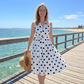 👗 LIMITED-TIME 50% OFF! 💥 Women's Polka Dot Sleeveless V-Neck Dress – Classic Print, Adjustable Tie, Versatile ✨