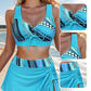 LIMITED-TIME 50% OFF! ✨Women's V-Neck 3-Piece Swimsuit Set | High-Waisted Bikini with Matching Printed Cover-Up Skirt for Beach Holidays