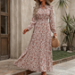 LIMITED-TIME 50% OFF! ✨Women's Elegant Floral Maxi Dress | Tie-Front V-Neck Smocked Waist Ruffled Sleeve Holiday Dress