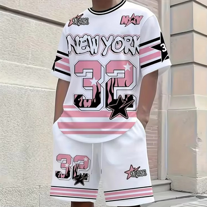 Men's Summer Streetwear Two-Piece Set | Bold Graphic Relaxed Fit T-Shirt & Shorts Combo - Limited 50% OFF