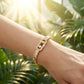 Exclusive 50% OFF | Women's Gold Plated Cuban Link Bracelet | Luxury Zirconia Hollow Tag Chain Bangle