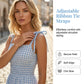 Exclusive 50% OFF | Vintage Gingham Maxi Dress | Smocked Bodice & Adjustable Tie Straps | Breathable Summer Sundress for City Escapes