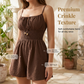🌴 FLASH SALE 🌿 Women’s Textured Crinkle Fabric Playsuit – Breezy Comfort, Elastic Waist & Beach-Ready Style