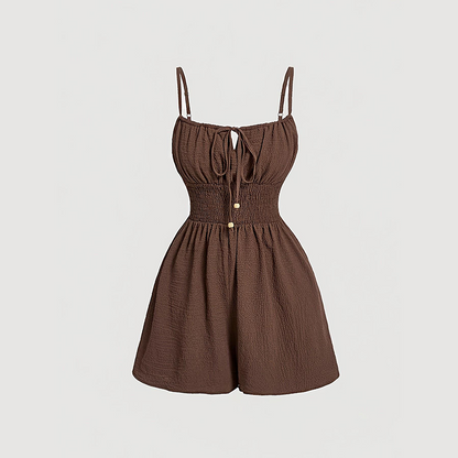 🌴 FLASH SALE 🌿 Women’s Textured Crinkle Fabric Playsuit – Breezy Comfort, Elastic Waist & Beach-Ready Style