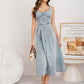 Exclusive 50% OFF | Women's Denim Button-Down Dress | Sleeveless Sweetheart Neckline & Flared Skirt with Pockets | Casual Summer Jumpsuit
