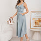 Exclusive 50% OFF | Women's Denim Button-Down Dress | Sleeveless Sweetheart Neckline & Flared Skirt with Pockets | Casual Summer Jumpsuit
