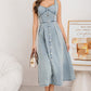 Exclusive 50% OFF | Women's Denim Button-Down Dress | Sleeveless Sweetheart Neckline & Flared Skirt with Pockets | Casual Summer Jumpsuit