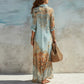 Exclusive 50% OFF | Elegant Retro Print Maxi Dress | Boho V-Neck Button-Down Flowy Gown | Breathable Summer Beach Holiday Dress