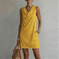 🏆LAST DAY SALE 50% OFF🔥| Elegant Slim Fit Cowl Neck Dress | Sleeveless Triacetate Midi Dress with Pockets | Breathable Casual & Party Wear for Women✨