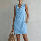 🏆LAST DAY SALE 50% OFF🔥| Elegant Slim Fit Cowl Neck Dress | Sleeveless Triacetate Midi Dress with Pockets | Breathable Casual & Party Wear for Women✨