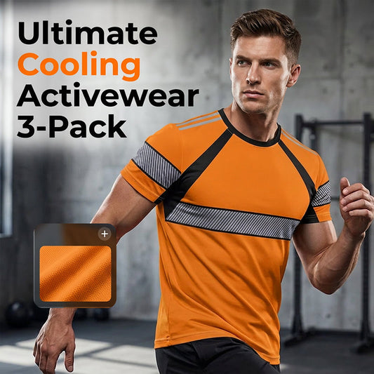 Exclusive 50% OFF | Men's 3-Pack Cooling Activewear Shirts | Breathable Moisture-Wicking Gym Tops | Dynamic Contrast Short Sleeve T-Shirts for Running & Training