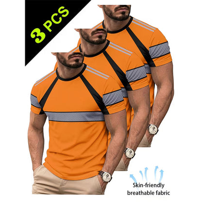 Exclusive 50% OFF | Men's 3-Pack Cooling Activewear Shirts | Breathable Moisture-Wicking Gym Tops | Dynamic Contrast Short Sleeve T-Shirts for Running & Training