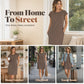 Exclusive 50% OFF | Cotton Blend Casual Dress | Breathable Round Neck & Cap Sleeve | Loose Fit Summer Midi Dress for Women