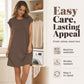 Exclusive 50% OFF | Cotton Blend Casual Dress | Breathable Round Neck & Cap Sleeve | Loose Fit Summer Midi Dress for Women