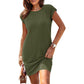 Exclusive 50% OFF | Cotton Blend Casual Dress | Breathable Round Neck & Cap Sleeve | Loose Fit Summer Midi Dress for Women