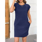 Exclusive 50% OFF | Cotton Blend Casual Dress | Breathable Round Neck & Cap Sleeve | Loose Fit Summer Midi Dress for Women