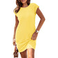 Exclusive 50% OFF | Cotton Blend Casual Dress | Breathable Round Neck & Cap Sleeve | Loose Fit Summer Midi Dress for Women