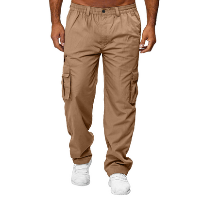 🔥Now 50% off！👖Men's Cargo Trousers | Multi-Pocket Utility Pants with Elastic Waist | Breathable Straight-Leg Work & Casual Trousers