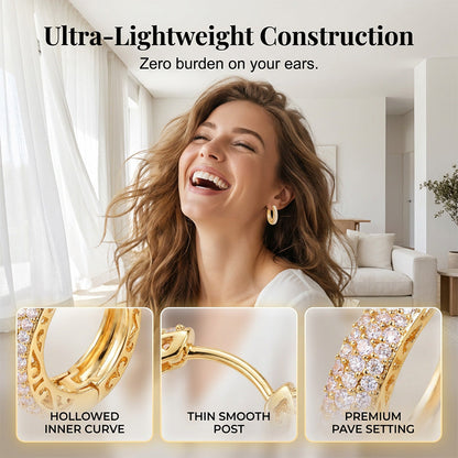 ⏳Limited-time 50% off⏰Radiant Pavé Gold Ear Cuffs | Modern Geometric Crystal Earrings | Hypoallergenic Statement Ear 👂💎