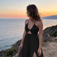Sexy Deep V-Neck Maxi Dress | Chic Cutout & High Thigh Slit Beach Gown | Flowy Open Back Halter Summer Dress