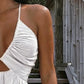 Sexy Deep V-Neck Maxi Dress | Chic Cutout & High Thigh Slit Beach Gown | Flowy Open Back Halter Summer Dress
