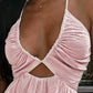 Sexy Deep V-Neck Maxi Dress | Chic Cutout & High Thigh Slit Beach Gown | Flowy Open Back Halter Summer Dress