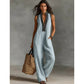 👗 LIMITED-TIME 50% OFF! ✨ Women's Sleeveless V-Neck Wide-Leg Jumpsuit – Ethnic Embroidery, Cotton-Linen, Versatile 🌸