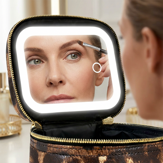 Flash Sale: LED Makeup Bag with Lighted Mirror | Touch Dimming & USB-C Rechargeable | Compact Travel Cosmetic Organizer