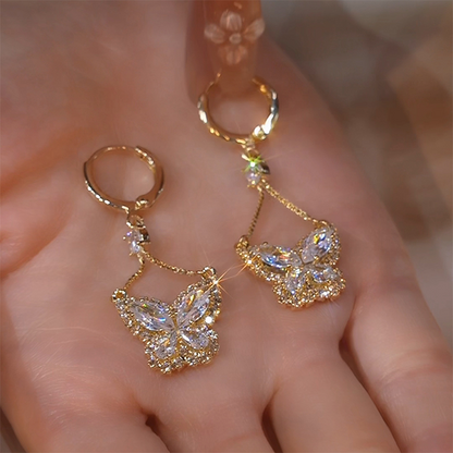 ⏳Limited-time 50% off⏰Elegant Butterfly Drop Earrings | Sparkling Cubic Zirconia Dangle Jewelry | Durable Gold Plated Fashion Accessories